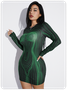 Crew Neck Human Body Long Sleeve Short Dress