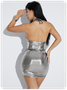 Y2k Deep Gray Cut out Wrinkled Dress Mini Dress