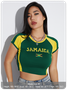 Jamaica Color Block Crew Neck Text Letters Short Sleeve T-shirt