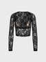 Lace Square Neck Floral Long Sleeve Shirt