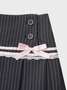 Lace Trim Stripe Pleated Short Skirt