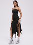 Y2k Balletcore Black Ruffles Tube Dress Midi Dress