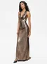 Metallic Halter Plain Sleeveless Maxi Dress