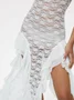 Split Ruffles Strapless Color Block Sleeveless Maxi Dress