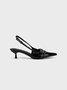 Pointed Toe After The Lacing Block Heel Strap Single Shoes