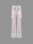 Lace Plain Bell-Bottomtrousers Pant
