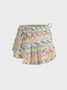Cotton asymmetrical design Striped Short Skirt