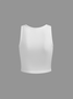 Knitted V Neck Text Letters Tank Top