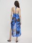 Lace Mesh Halter Floral Sleeveless Maxi Dress