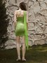 Asymmetrical Design Halter Painting Sleeveless Short Dress
