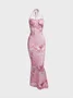 Halter Floral Sleeveless Maxi Dress