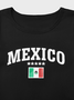 Jersey Mexico Crew Neck Text Letters Short Sleeve T-shirt