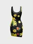 Crew Neck Fruit Sleeveless Mini Dress