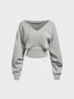 V Neck Plain Long Sleeve Sweatshirt