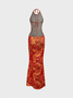 Halter Floral Sleeveless Maxi Dress