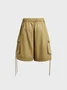 Twill Plain Straight Pants Shorts