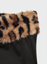 Faux Fur Animal Print Top With Pants Two-Piece Set