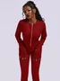 Jersey Crew Neck Plain Long Sleeve Jumpsuit