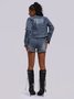 Denim Cross Coat With Pants Two-Piece Set