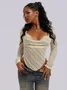 Jersey Cowl Neck Plain Long Sleeve Blouse