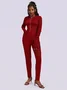 Jersey Crew Neck Plain Long Sleeve Jumpsuit