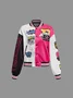 Jersey Stand Collar Color Block Long Sleeve Jacket