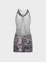 Cowl Neck Denim Print Graphic Sleeveless Mini Dress