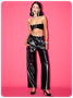 Edgy Black Belt Metal Party Top Women Top