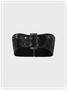 Edgy Black Belt Metal Party Top Women Top
