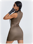 Y2K Brown Figure Cut Out Dress Mini Dress