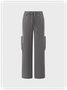 【Final Sale】Street Gray Lace Up Pockets Bottom Pants