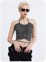 Street Gray Two Way To Wear Drawstring Cut Out Skirt Tank Top