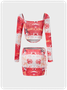 Y2K Red Abstract Square Neck Two-Piece Set