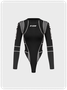 Street Black Patchwork Bodysuit
