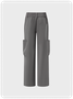 【Final Sale】Street Gray Lace Up Pockets Bottom Pants