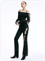 Y2K Black Lace Up Asymmetrical Design Mesh Bottom Pants
