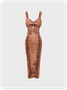 Y2K Brown Cut Out Dress Midi Dress