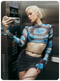 Street Blue Mesh Abstract Party Top Women Top