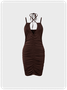 Casual Brown Dress Mini Dress