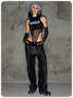 Punk Black Metal Patchwork Letter Cyberpunk Bodysuit