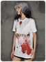 Punk White Graffiti Metal Cut Out Halloween Top T-Shirt