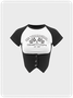【Final Sale】Y2K Black Letter Button Back To School Top T-Shirt