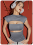 Street Gray Cut Out Top T-Shirt