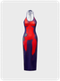 Y2K Red Body Print Asymmetrical Design Out The Body Dress Midi Dress