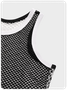 Street Black-White Patchwork Mesh Top Tank Top & Cami