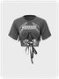 Street Gray Graphic Patchwork Mesh Top T-Shirt