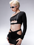 【Final Sale】Edgy Black 3M Asymmetrical Design Cyberpunk Top Women Top