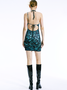 【Final Sale】Edgy Blue Marbling Cut Out Halter Dress Mini Dress