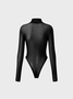 【Final Sale】Street Black Mesh Hotfix Rhinestone Bodysuit