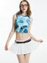 Y2K Blue Cropped Abstract Back To School Top Tank Top & Cami